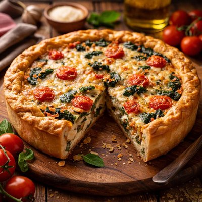 Image of Torta Rustica Spinach Tomato Cheese Quiche