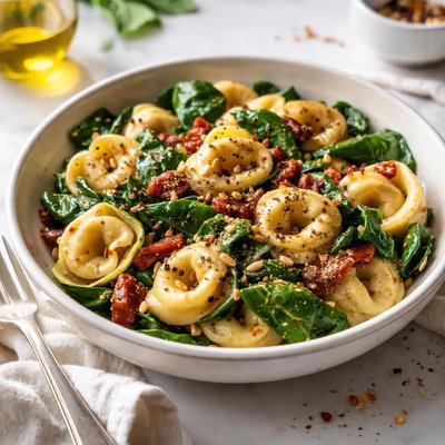 Image of Tortellini with Baby Spinach and Sun Dried Tomatoes