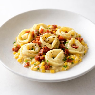 Image of Tortellini with Creamed Corn and Bacon