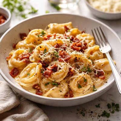 Image of Tortellini with Creamy Bacon Sauce
