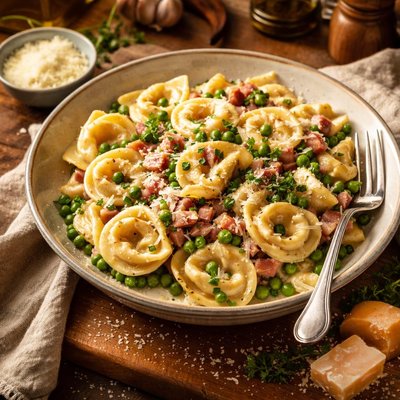 Image of Tortellini with Ham and Peas