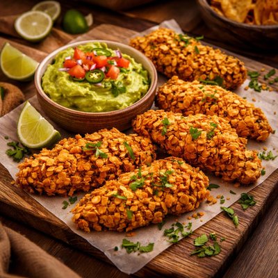 Image of Tortilla Chip Chicken with Avocado Dip
