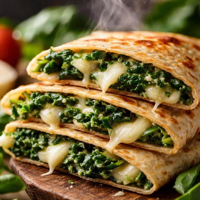Image of Tortillas with Spinach and Mozzarella Cheese