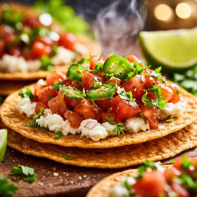 Image of Tostadas with Goat Cheese and Salsa