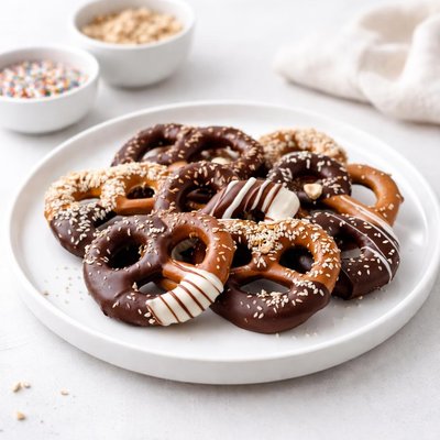 Image of Totally Random Chocolate Dipped Pretzels