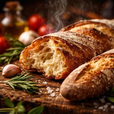 Image of Traditional Artisan Style Baguette Rustic French Bread