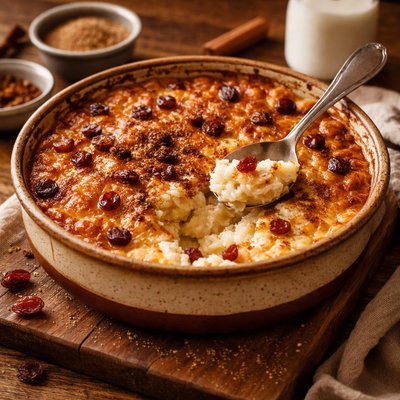 Image of Traditional Baked English Rice Pudding