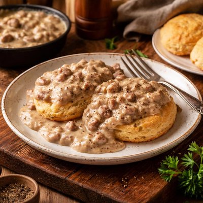 Image of Traditional Biscuits N Gravy W Sausage Gluten Free