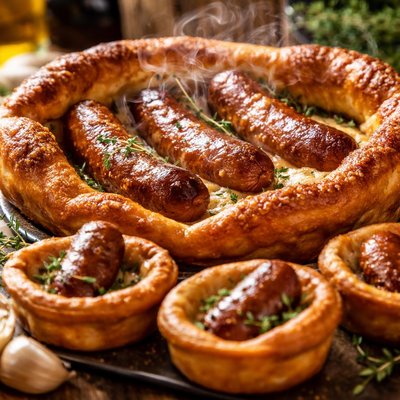 Image of Traditional British Toad in the Hole and Mini Toads Too