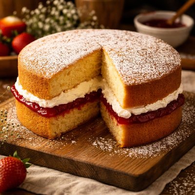 Image of Traditional British Victorian Sandwich Sponge Cake