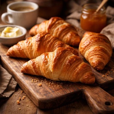 Image of Traditional Buttery French Croissants for Lazy Bistro Breakfasts