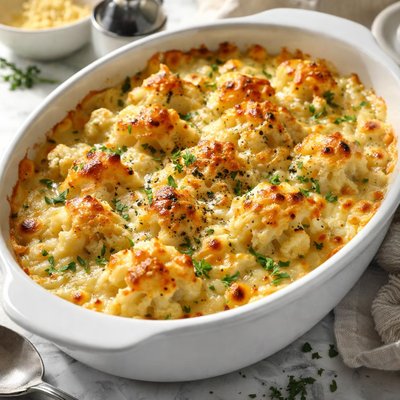 Image of Traditional English Cheddar Cauliflower Cheese Gratin