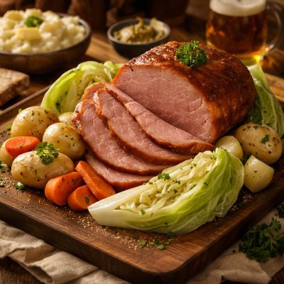 Image of Traditional Irish Ham and Cabbage Dinner