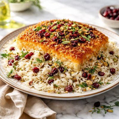 Image of Traditional Persian Basmati Rice with Tadig