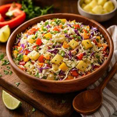Image of Tri Color Bell Pepper Pineapple Cole Slaw