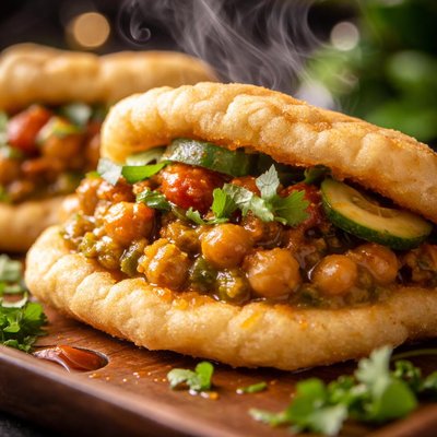 Image of Trini Doubles Caribbean Fried Dough and Chickpea Sandwiches