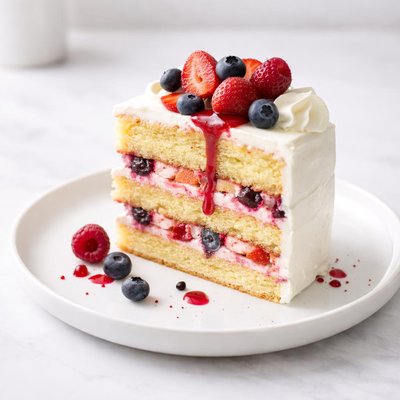 Image of Triple Berry Cake W Yellow Strawberry Cake