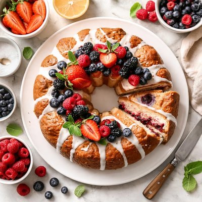 Image of Triple Berry Summer Buttermilk Bundt Cake