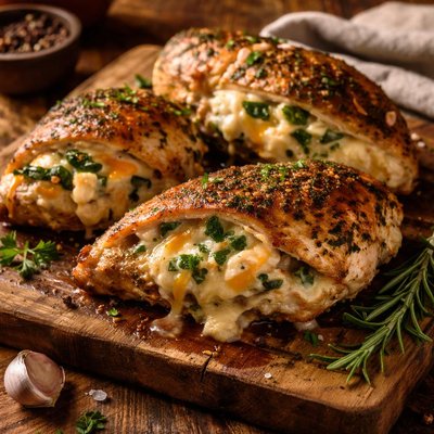 Image of Triple Cheese Stuffed Chicken Breasts