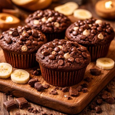Image of Triple Chocolate Banana Muffins