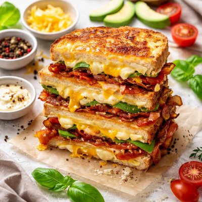 Image of Triple Decker Grilled Cheese Sandwich