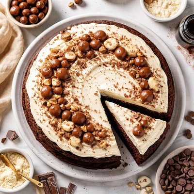 Image of Triple Malted Chocolate Cake with Vanilla Malted Frosting