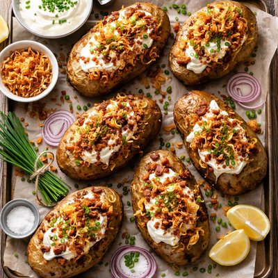 Image of Triple Onion Baked Potatoes