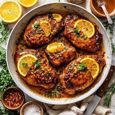 Image of Triple Orange Glazed Pork Chops