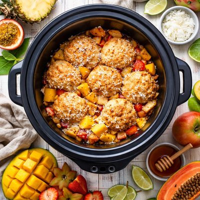 Image of Tropical Fruit and Apple Cobbler Crock Pot