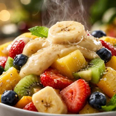 Image of Tropical Fruit Salad with Banana Cream