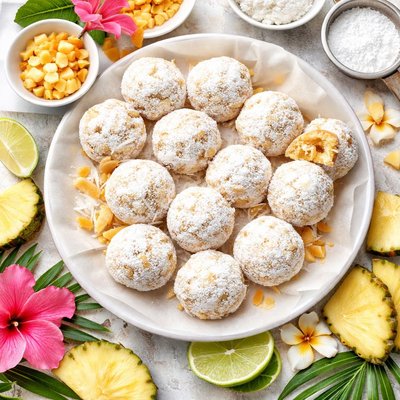 Image of Tropical Hawaiian Snowballs Hawaiian Style Russian Tea Cookies