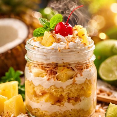Image of Tropical Vacation Cake in a Jar