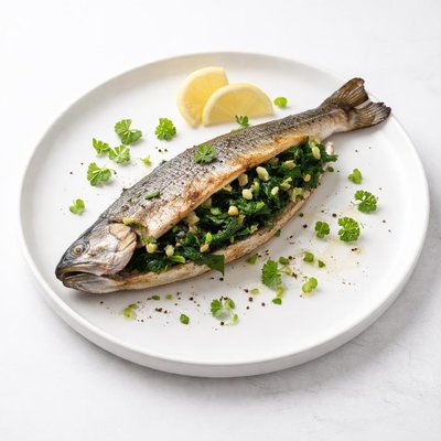 Image of Trout Stuffed with Garlic and Spinach
