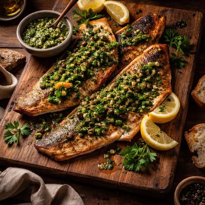 Image of Trout with Rustic Green Sauce