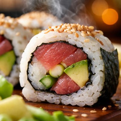 Image of Tuna and Avocado Sushi Roll