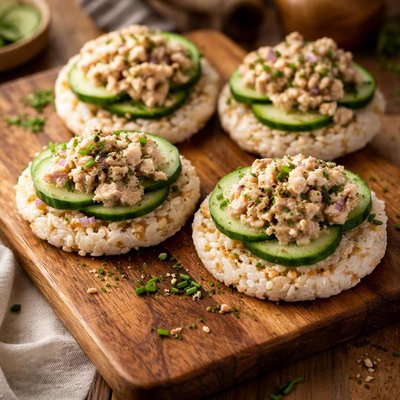 Image of Tuna and Cucumber Sandwiches on Rice Rounds