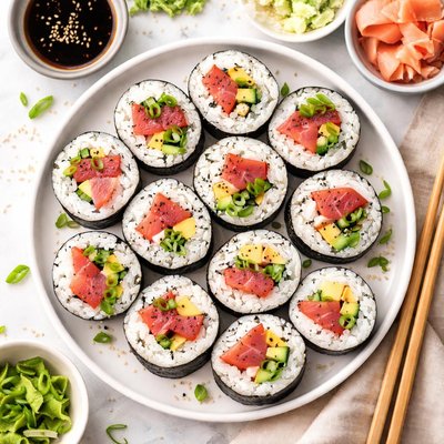 Image of Tuna and Cucumber Sushi Roll