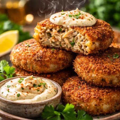 Image of Tuna and Potato Cutlets with Flavoured Mayo