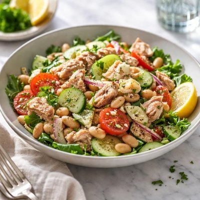 Image of Tuna and White Bean Salad with Dijon Dressing