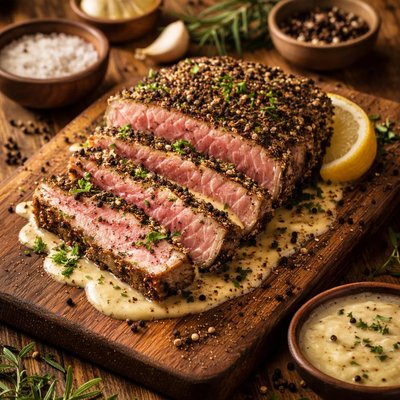 Image of Tuna Au Poivre Tuna with Ground Black Pepper