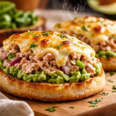 Image of Tuna Melt with Avocado on English Muffins