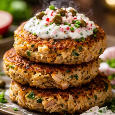 Image of Tuna Pabucas Patties with Two Radish Caper Sauce