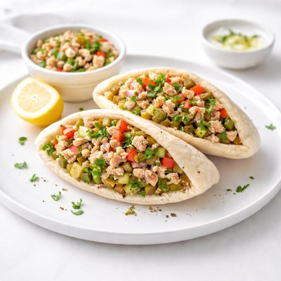Image of Tuna Pickle and Chopped Vegetable Pita Sandwiches