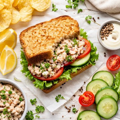 Image of Tuna Salad Sandwich with a Bite