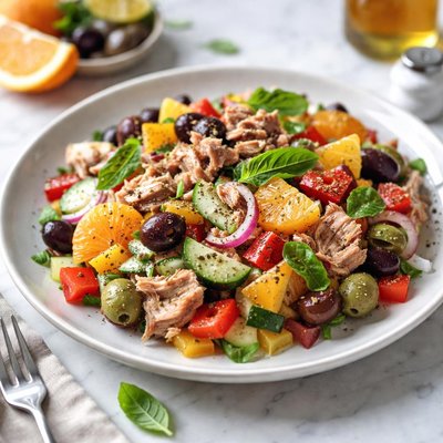 Image of Tuna Salad with Olives Orange and Bell Pepper