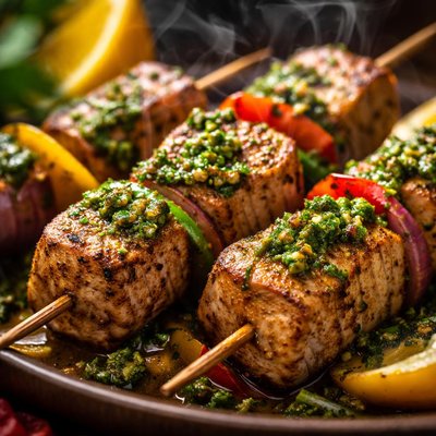 Image of Tuna Skewers with Moroccan Spices and Chermoula