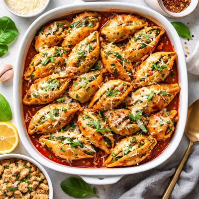 Image of Turkey and Artichoke Stuffed Shells with Arrabbiata Sauce
