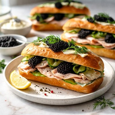 Image of Turkey and Caviar Sandwiches
