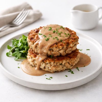 Image of Turkey and Dressing Patties with Gravy