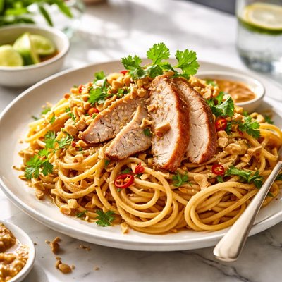 Image of Turkey and Pasta with Peanut Sauce